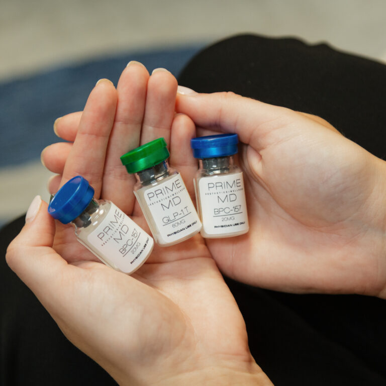 Vials are shown that are used in men's hormone replacement therapy, and women's hormone therapy.